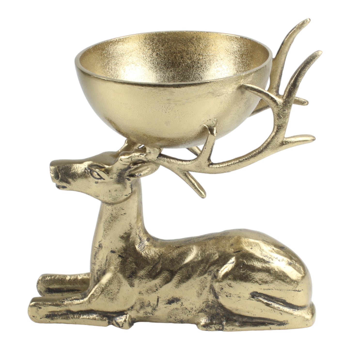 Golden Deer Handcrafted Aluminium Decorative Bowl: Whimsical Elegance for Your Home