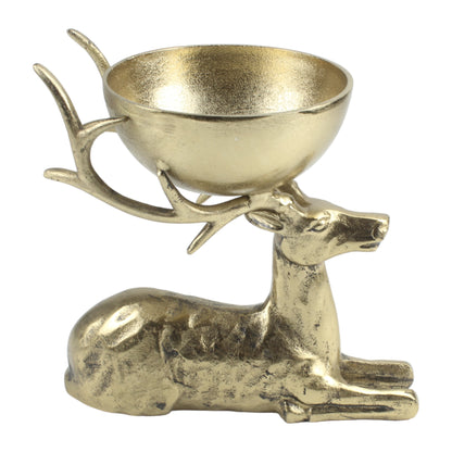 Golden Deer Handcrafted Aluminium Decorative Bowl: Whimsical Elegance for Your Home