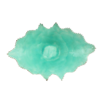 Handcrafted Golden Aluminium Decorative Bowl with Green Enamel: Elegant Artistry for Stylish Décor