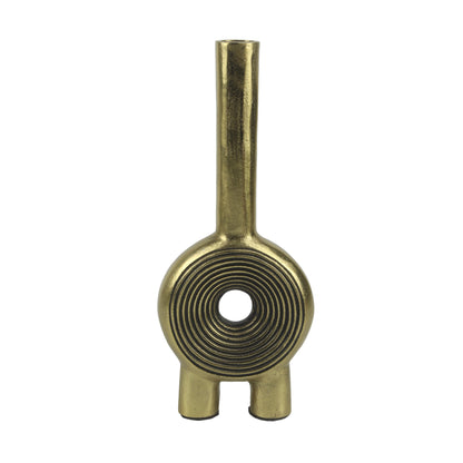 Handcrafted Golden Aluminium Lollipop-Shaped Round Flower Vase: Unique Artistry for Floral Display