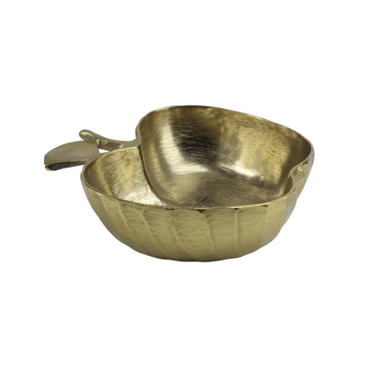 Handcrafted Golden Aluminum Apple Shaped Bowl: Luxe Décor Essential
