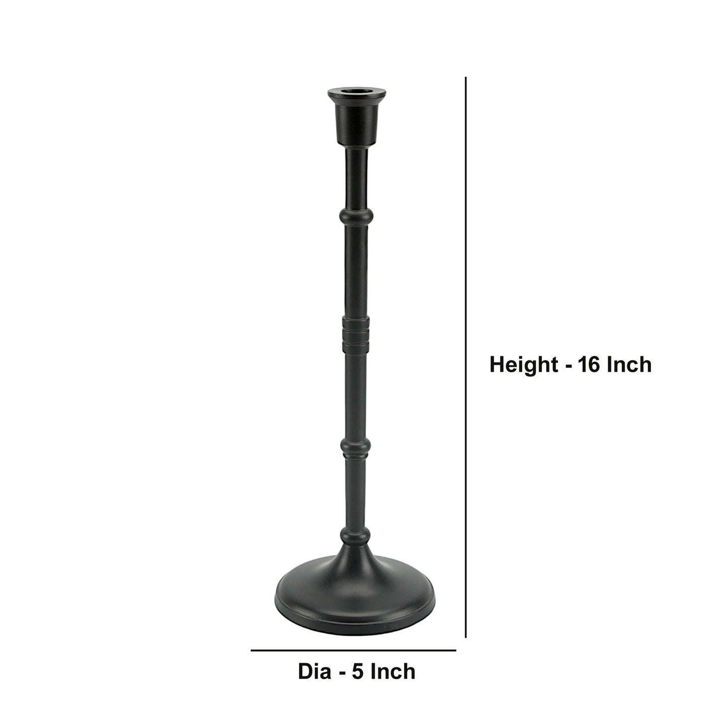 Bold Black: Aluminum Large Pillar Candle Holder  | Stylish Home Accent