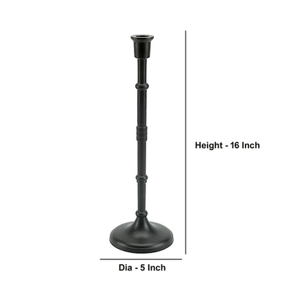 Bold Black: Aluminum Large Pillar Candle Holder  | Stylish Home Accent
