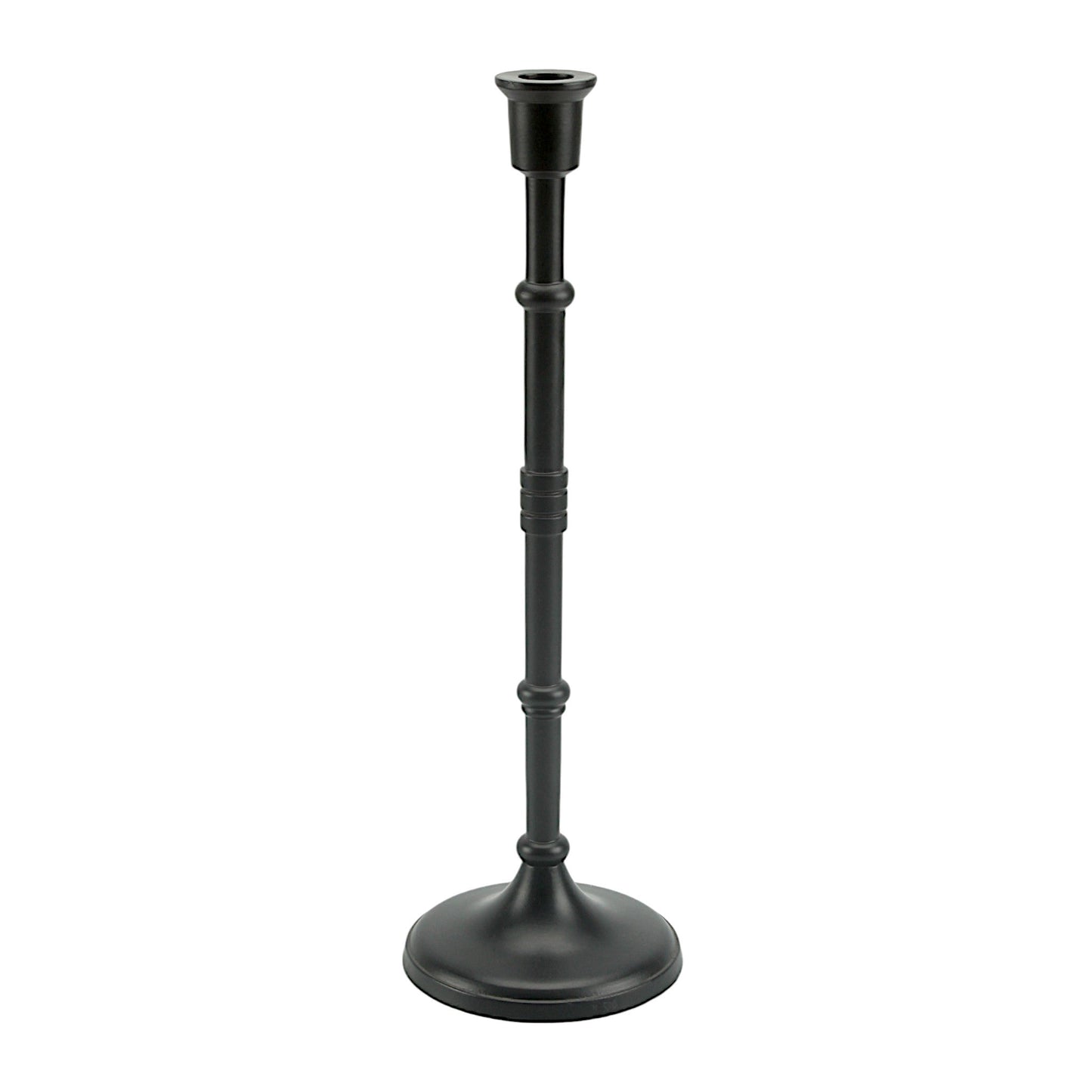 Bold Black: Aluminum Large Pillar Candle Holder  | Stylish Home Accent