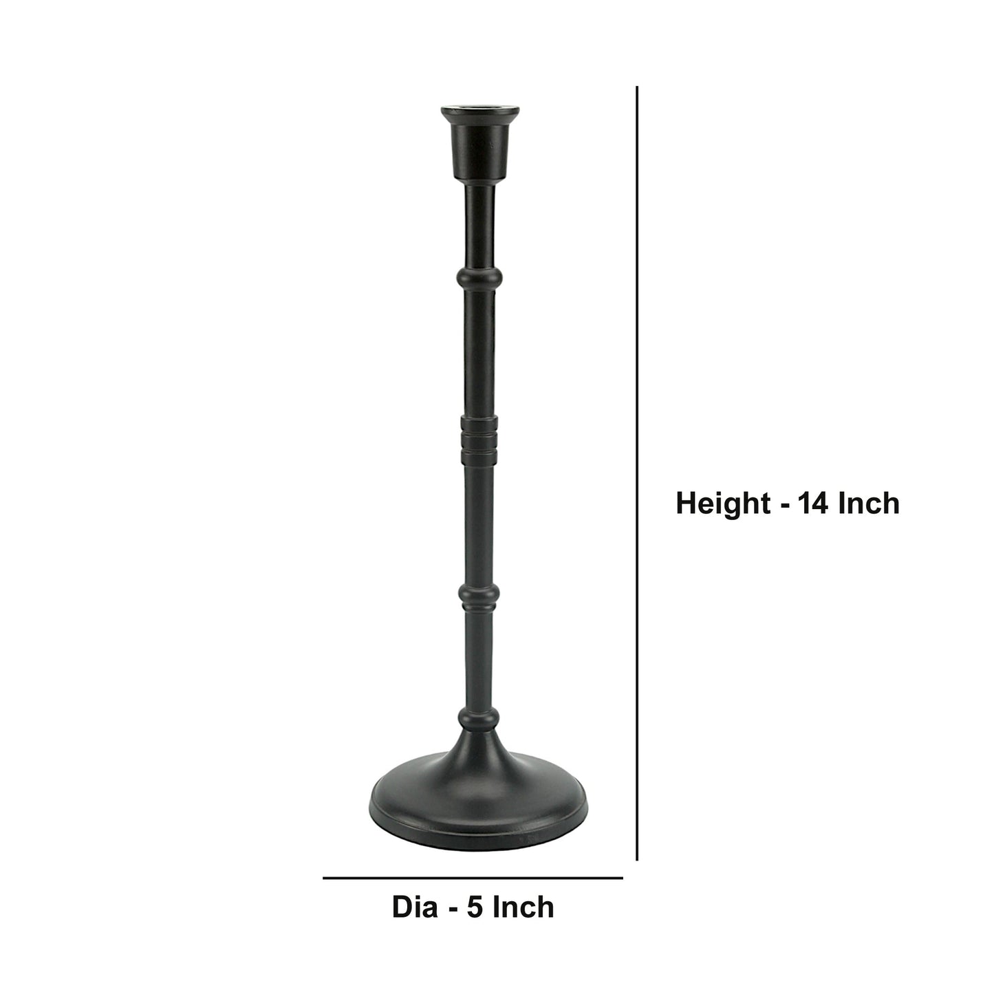 Bold Black: Aluminum Medium Pillar Candle Holder | Stylish Home Accent