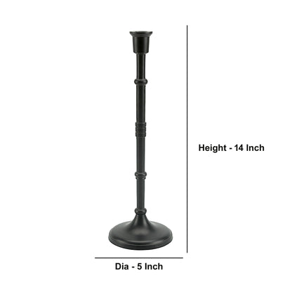 Bold Black: Aluminum Medium Pillar Candle Holder | Stylish Home Accent