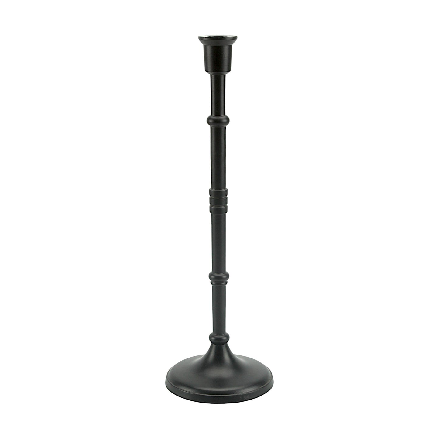 Bold Black: Aluminum Medium Pillar Candle Holder | Stylish Home Accent