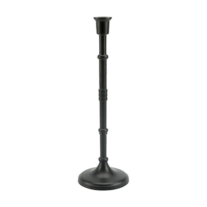 Bold Black: Aluminum Medium Pillar Candle Holder | Stylish Home Accent