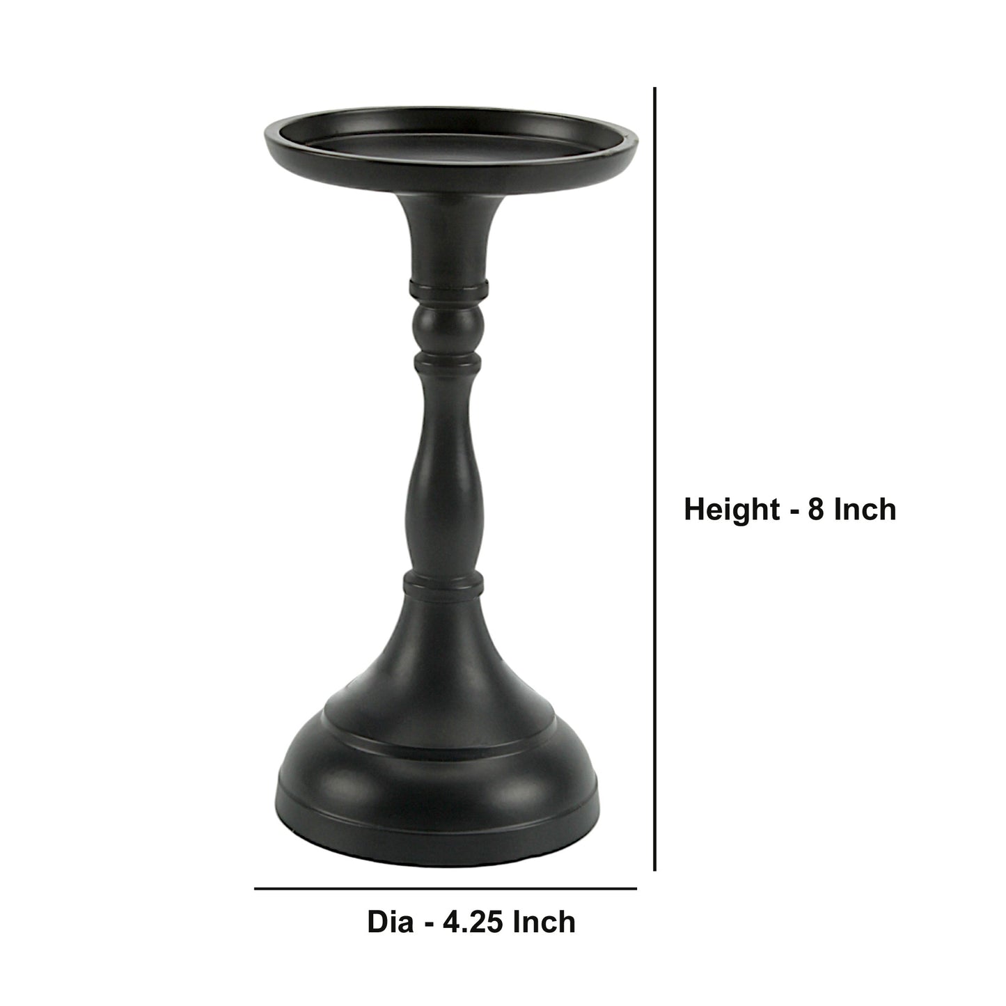 Elegant Black Aluminum Large Pillar Candle Holder | Sophisticated Home Accent