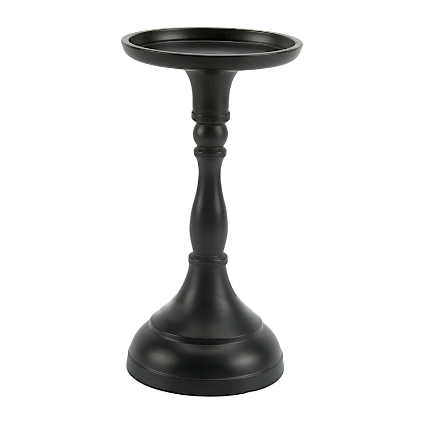 Elegant Black Aluminum Large Pillar Candle Holder | Sophisticated Home Accent