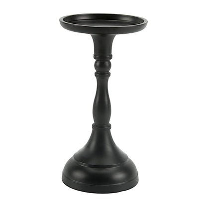 Elegant Black Aluminum Large Pillar Candle Holder | Sophisticated Home Accent