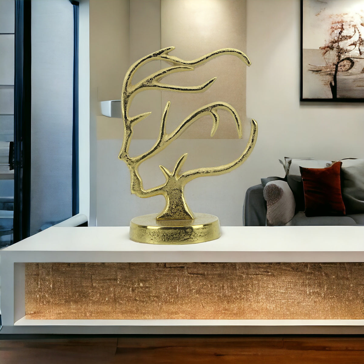 Golden Blossom: Handcrafted Aluminum Girl Artistic Sculpture Ornament