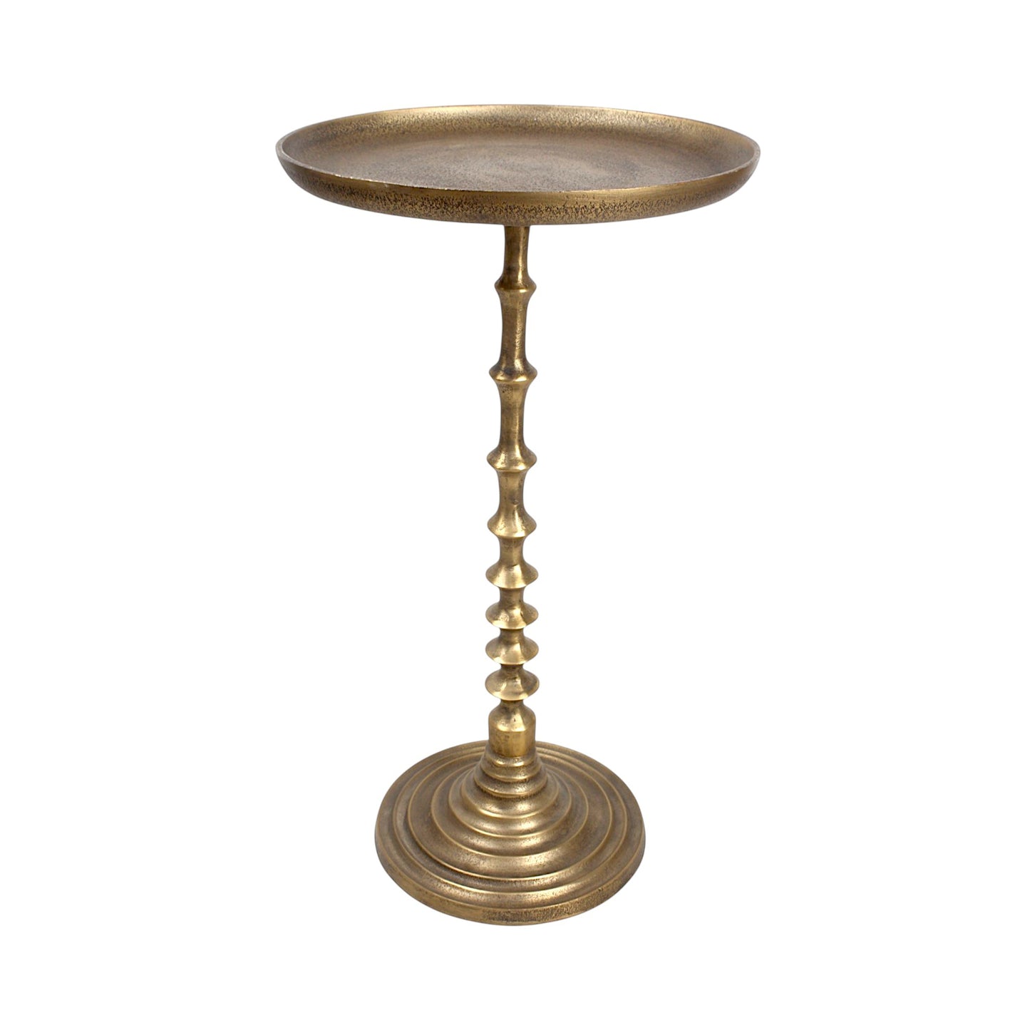 13.5 Inch Antique Finish Metal Accent Table | Classic Luxury Pedestal Side Table (24 Inch Height)