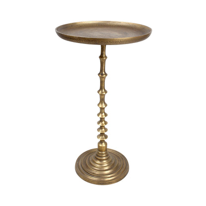 13.5 Inch Antique Finish Metal Accent Table | Classic Luxury Pedestal Side Table (24 Inch Height)