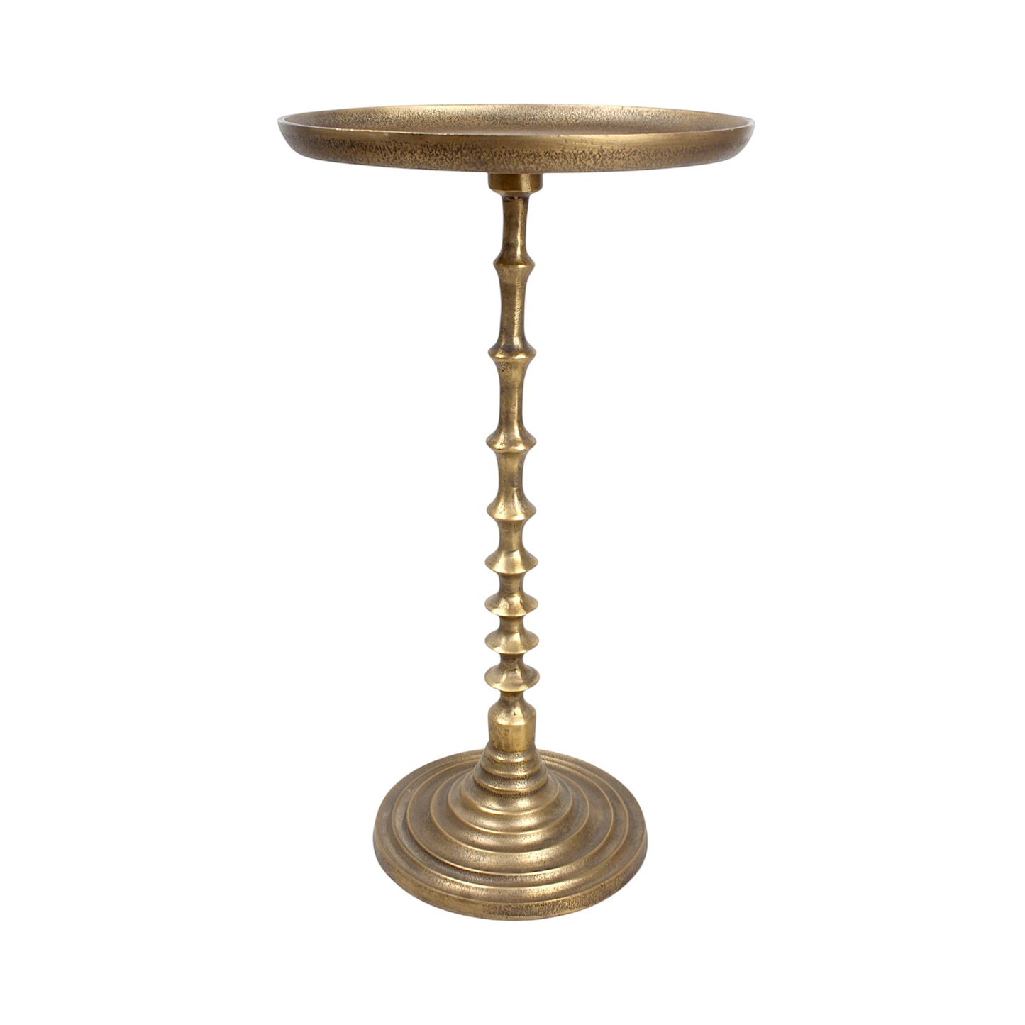 13.5 Inch Antique Finish Metal Accent Table | Classic Luxury Pedestal Side Table (24 Inch Height)