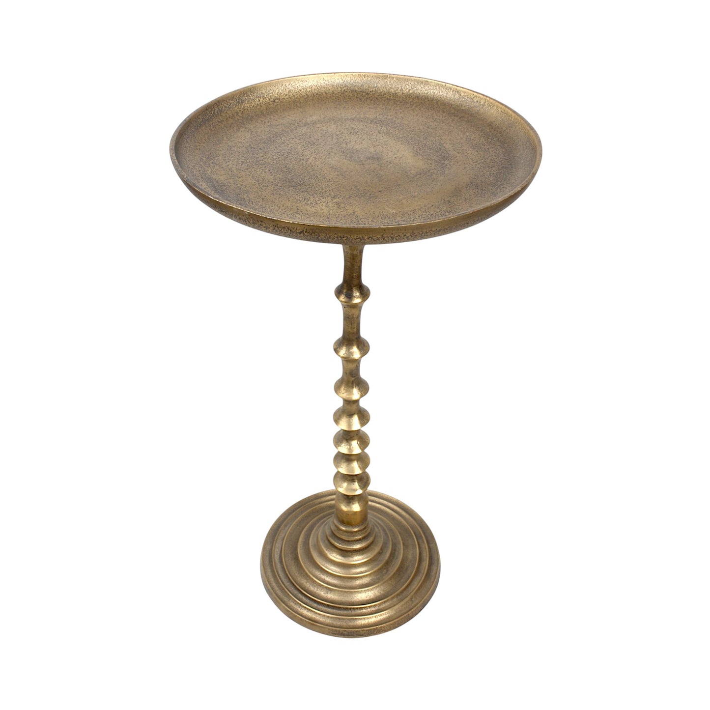 13.5 Inch Antique Finish Metal Accent Table | Classic Luxury Pedestal Side Table (24 Inch Height)