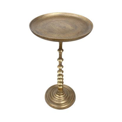 13.5 Inch Antique Finish Metal Accent Table | Classic Luxury Pedestal Side Table (24 Inch Height)