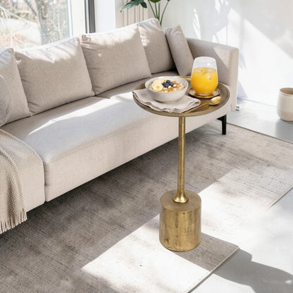 13.5 Inch Metal Accent Table | Slim Luxury Pedestal Side Table (22.5 Inch Height)