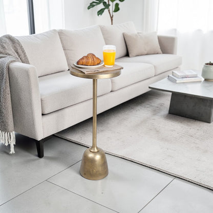 15.5 Inch Metal Side Table | Classic Pedestal Accent Table for Living Room (19 Inch Height)