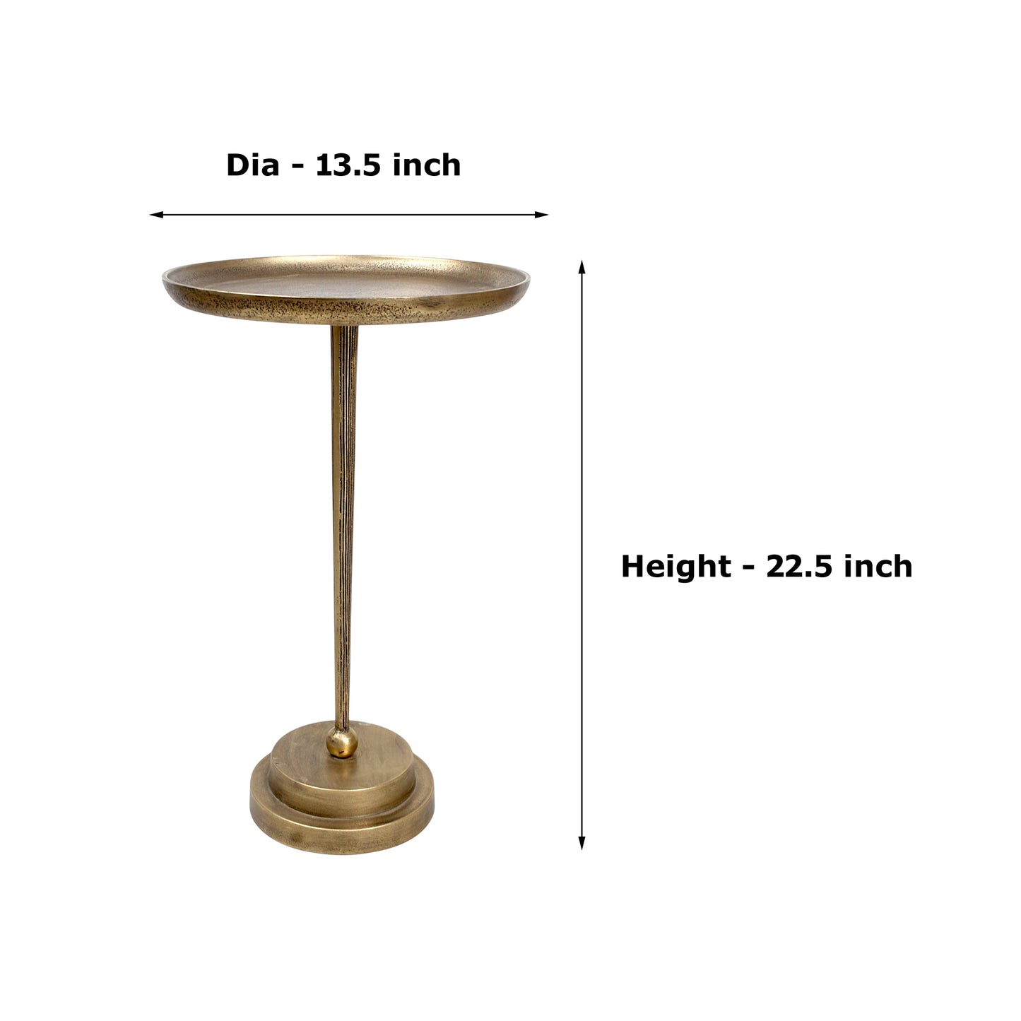 11.5 Inch Designer Metal Accent Table | Modern Luxury Side Table with Solid Base (21 Inch Height)