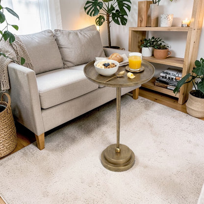11.5 Inch Designer Metal Accent Table | Modern Luxury Side Table with Solid Base (21 Inch Height)