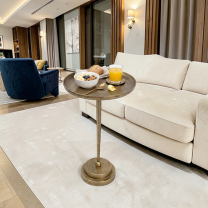 11.5 Inch Designer Metal Accent Table | Modern Luxury Side Table with Solid Base (21 Inch Height)