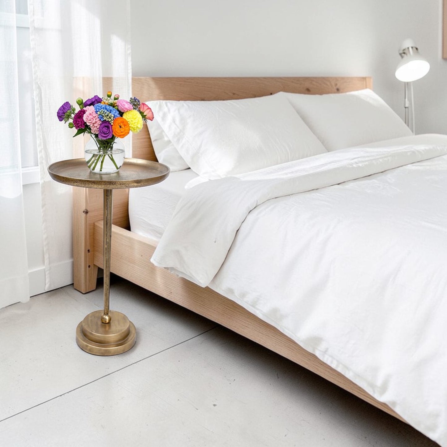 11.5 Inch Designer Metal Accent Table | Modern Luxury Side Table with Solid Base (21 Inch Height)