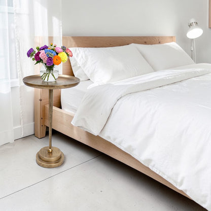 11.5 Inch Designer Metal Accent Table | Modern Luxury Side Table with Solid Base (21 Inch Height)