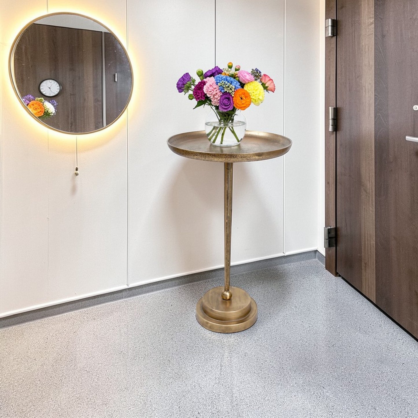 11.5 Inch Designer Metal Accent Table | Modern Luxury Side Table with Solid Base (21 Inch Height)