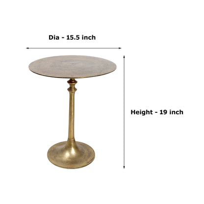 15.5 Inch Metal Side Table | Classic Pedestal Accent Table for Living Room (19 Inch Height)