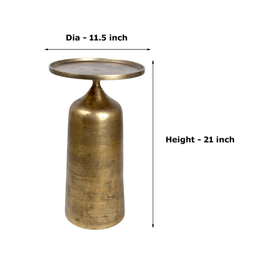 11.5 Inch Designer Metal Accent Table | Modern Luxury Side Table with Solid Base (21 Inch Height)