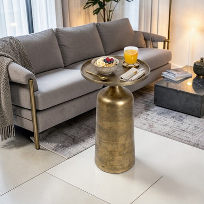 11.5 Inch Designer Metal Accent Table | Modern Luxury Side Table with Solid Base (21 Inch Height)
