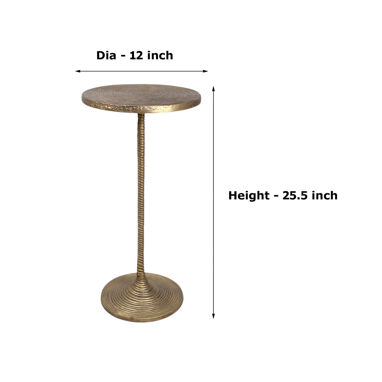12 Inch Tall Metal Accent Table | Decorative Pedestal Side Table for Home Decor (25.5 Inch Height)