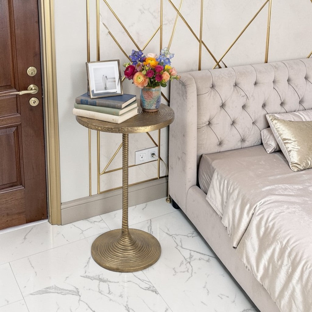 12 Inch Tall Metal Accent Table | Decorative Pedestal Side Table for Home Decor (25.5 Inch Height)