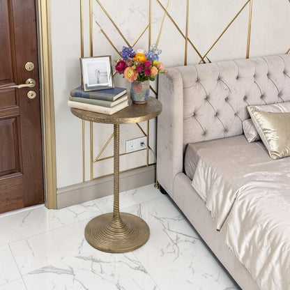 12 Inch Tall Metal Accent Table | Decorative Pedestal Side Table for Home Decor (25.5 Inch Height)