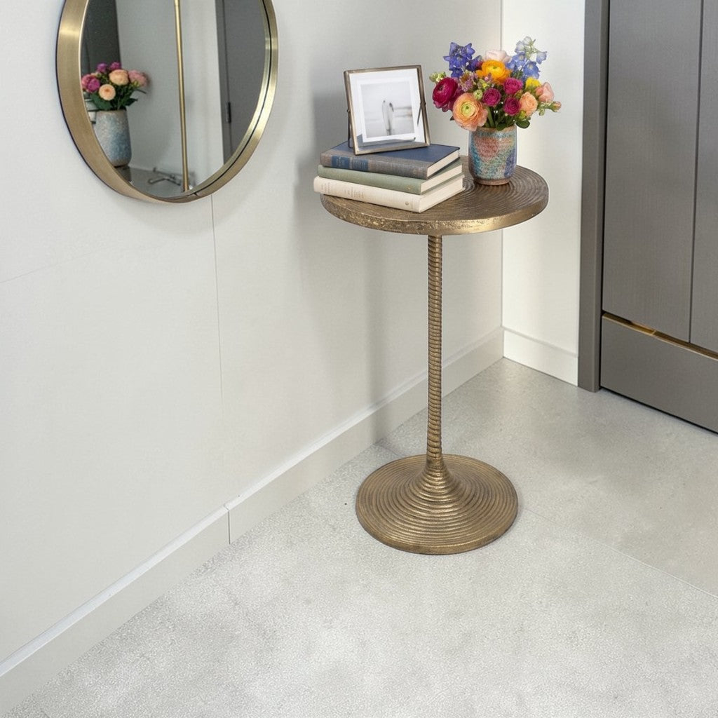 12 Inch Tall Metal Accent Table | Decorative Pedestal Side Table for Home Decor (25.5 Inch Height)