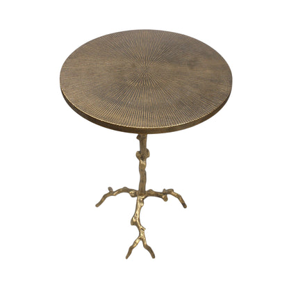 15.75 Inch Designer Metal Accent Table | Luxury Artistic Side Table with Sculptural Base (24.25 Inch Height)