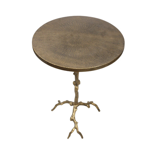 15.75 Inch Designer Metal Accent Table | Luxury Artistic Side Table with Sculptural Base (24.25 Inch Height)