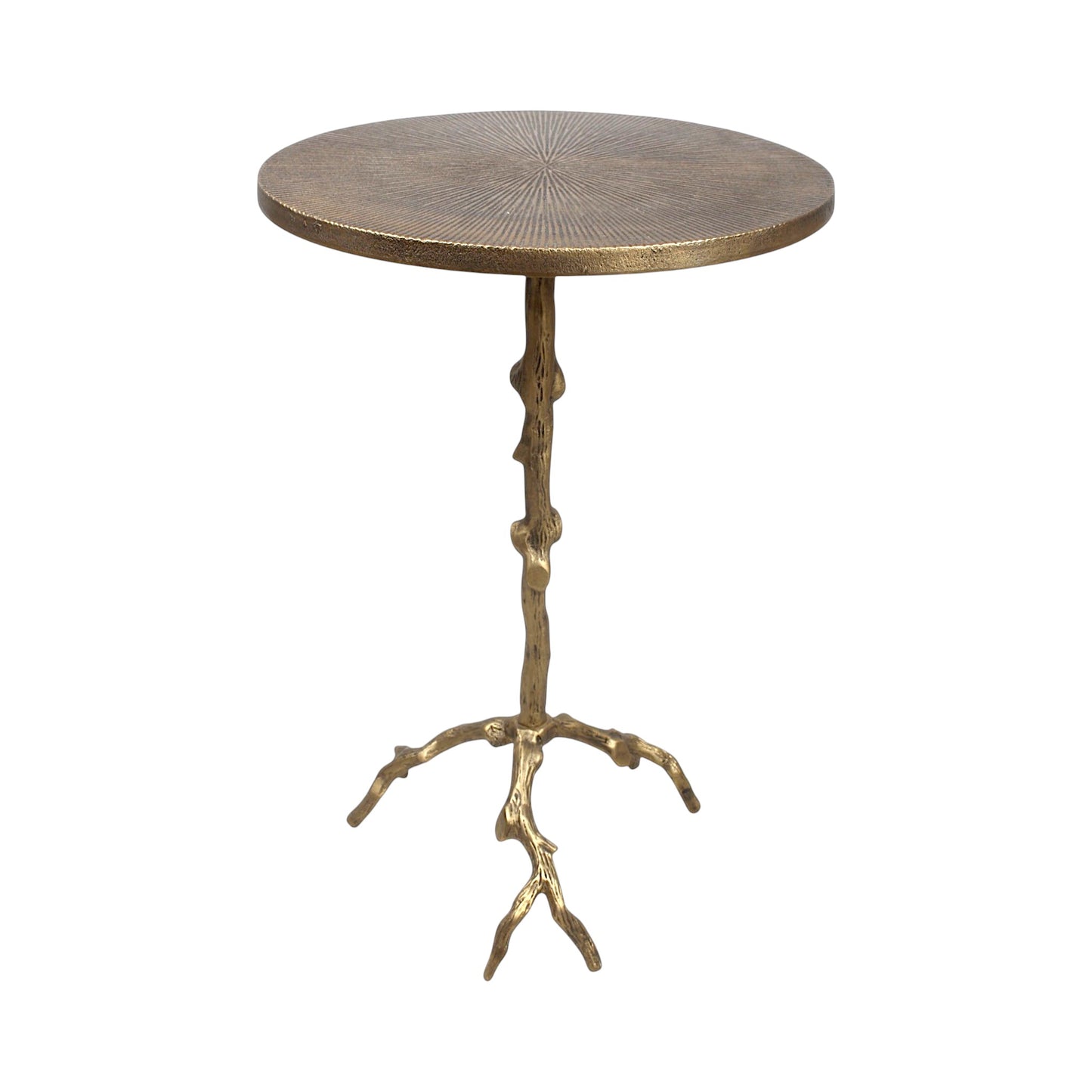 15.75 Inch Designer Metal Accent Table | Luxury Artistic Side Table with Sculptural Base (24.25 Inch Height)