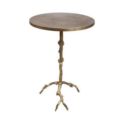 15.75 Inch Designer Metal Accent Table | Luxury Artistic Side Table with Sculptural Base (24.25 Inch Height)