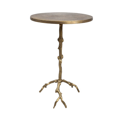 15.75 Inch Designer Metal Accent Table | Luxury Artistic Side Table with Sculptural Base (24.25 Inch Height)