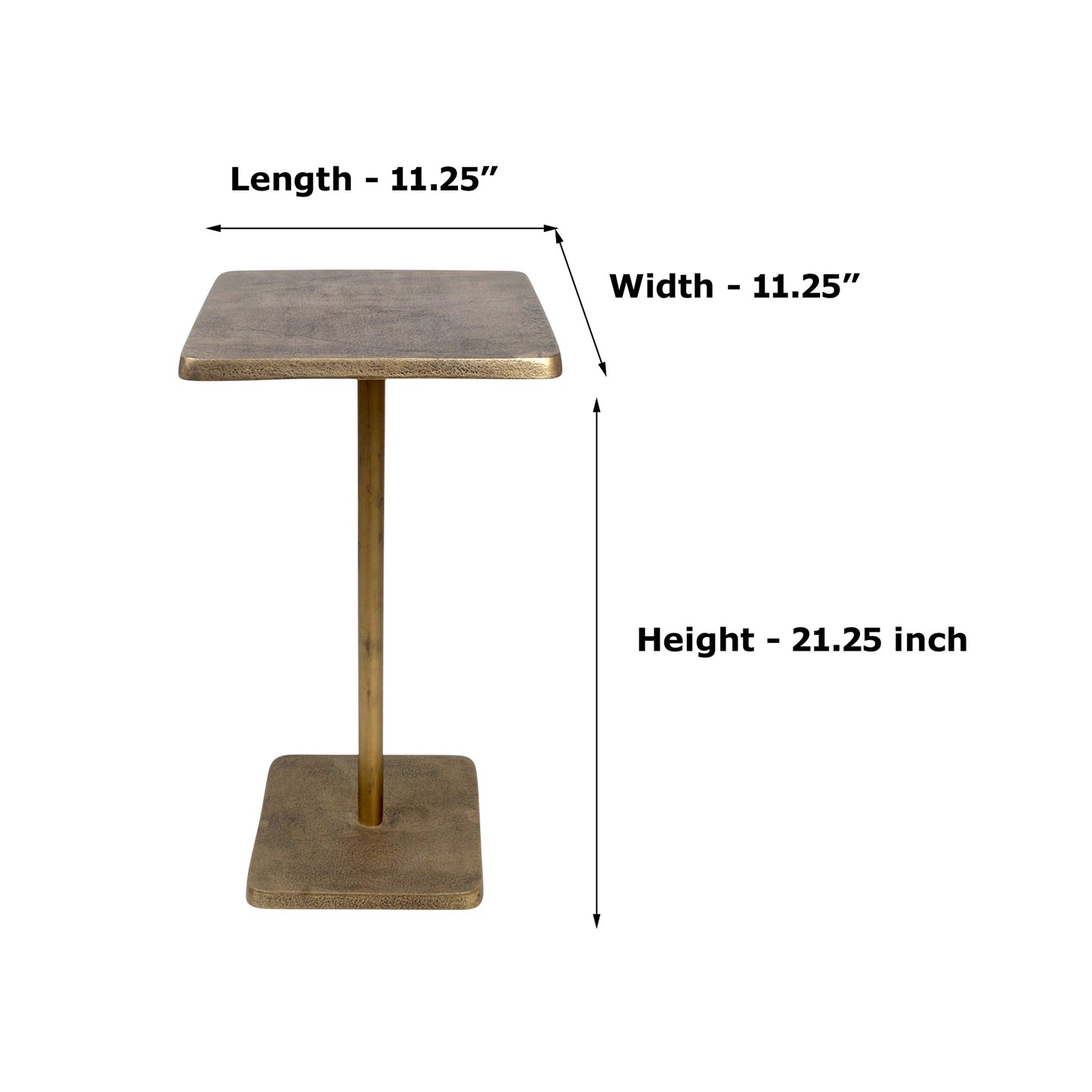Square Metal Side Table | Modern Minimal Accent Table for Living Room & Bedside (21.25 Inch Height)