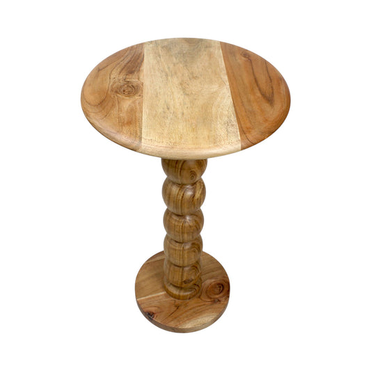 13 Inch Solid Wood Accent Table | Handcrafted Pedestal Side Table for Living Room (22.5 Inch Height)