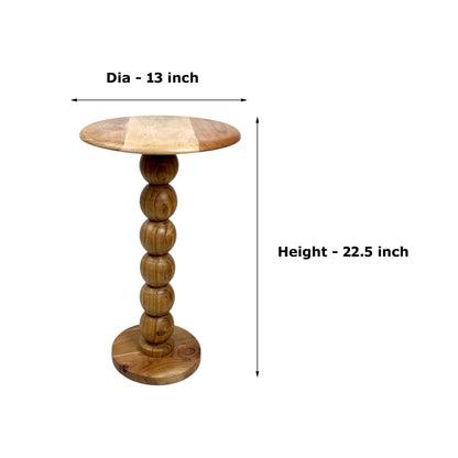 13 Inch Solid Wood Accent Table | Handcrafted Pedestal Side Table for Living Room (22.5 Inch Height)