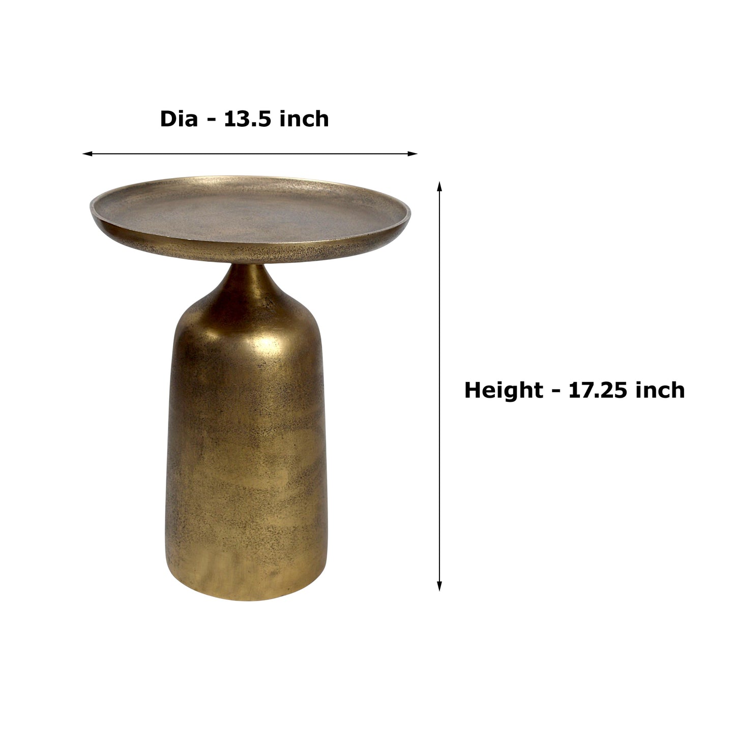13.5 Inch Metal Side Table | Modern Luxury Accent Table with Solid Base (17.25 Inch Height)