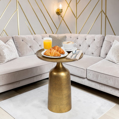 13.5 Inch Metal Side Table | Modern Luxury Accent Table with Solid Base (17.25 Inch Height)