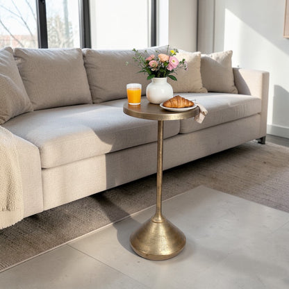 10.25 Inch Metal Accent Table | Slim Pedestal Side Table for Modern Decor (22.75 Inch Height)