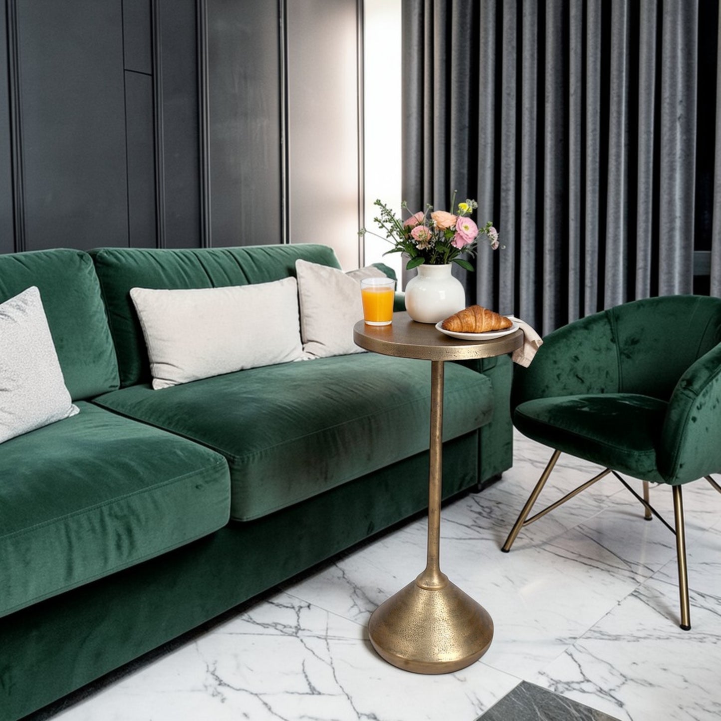 10.25 Inch Metal Accent Table | Slim Pedestal Side Table for Modern Decor (22.75 Inch Height)