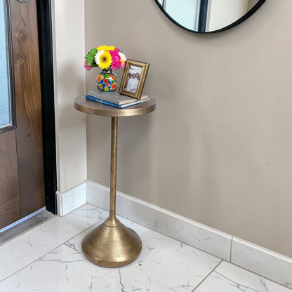 10.25 Inch Metal Accent Table | Slim Pedestal Side Table for Modern Decor (22.75 Inch Height)