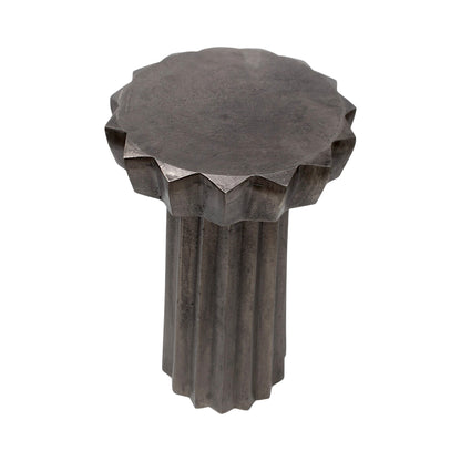 11.75 Inch Designer Metal Accent Table | Sculptural Fluted Side Table for Modern Interiors (20.25 Inch Height)